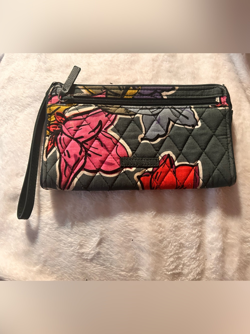 Vera Bradley RFID wristlet wallet in the retired "Falling Flowers" pattern